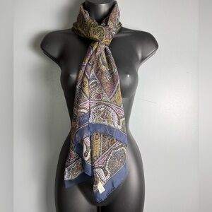 Japanese Vintage 100% Silk Scarf 68x17 Sheer & Elegant